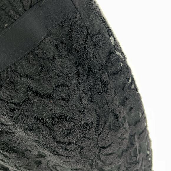 Tadashi Shoji Embroidered Lace V-Neck Cocktail Dress Sz 4 Black Ribbon Waist - Picture 4 of 12